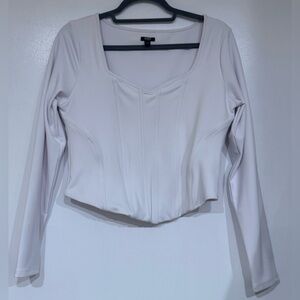 Express Scoop-Neck Long Sleeve corset Top - white L